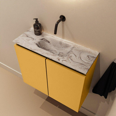 MONDIAZ TURE-DLUX 60cm toiletmeubel Ocher. EDEN wastafel Glace positie midden. Zonder kraangat.