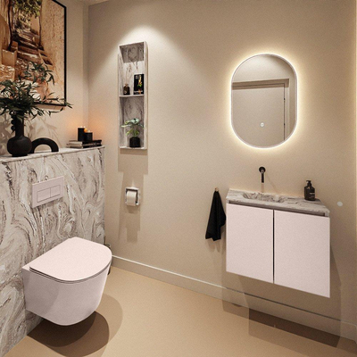 MONDIAZ TURE-DLUX 60cm toiletmeubel Rosee. EDEN wastafel Glace positie links. Zonder kraangat.