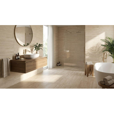 Terravito Aurano wand- en vloertegel - 29.5x59.5cm - 8.7mm - Rechthoek - gerectificeerd - Natuursteen look - mat beige - Naturel