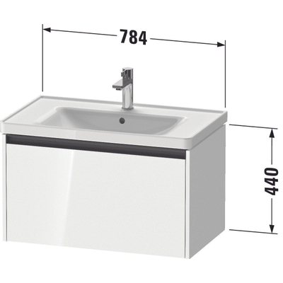 Duravit Ketho.2 Wastafelonderbouwkast - met 1 lade - 78.4x45.5x44cm - met greep antraciet - wit supermat