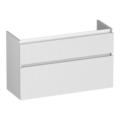 BRAUER Delight Wavy wastafelonderkast ondiep 100 2 softclose lades - greeploos - 1 sifon uitsparing - mat wit