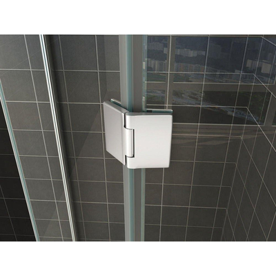 Wiesbaden Pento cabine avec 1 porte battante 900 x 900 x 2000 x 8 mm verre clair nano chrome