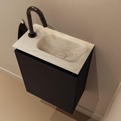 MONDIAZ TURE-DLUX 40cm toiletmeubel Urban. EDEN wastafel Ostra positie rechts. Met 1 kraangat.