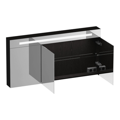 BRAUER Promise Deluxe spiegelkast – 139x70x15 cm – directe LED boven – Timber Black