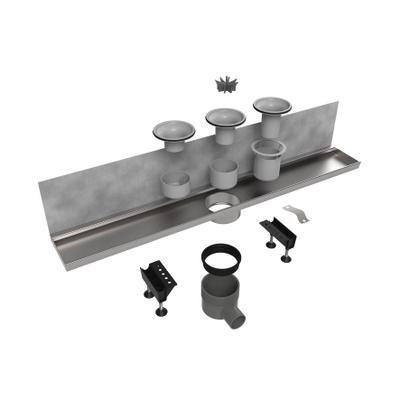 Easy Drain Multi Wall élément encastré inox sans grille garde d'eau 30/35/50mm 90cm profondeur d'encastrement 110mm avec sortie latérale