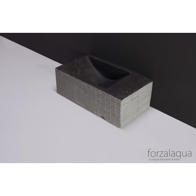 Forzalaqua Venetia fonteinbak 40x22x10cm wasbak Links 0 kraangaten Natuursteen Hardsteen gezoet & gefrijnd TWEEDEKANS