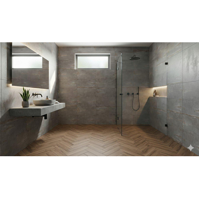 ÉCHANTILLON Terravito Copuro carreau mural et de sol - 60x60cm - 9mm - Carré - rectifié - effet béton - Argent/gris mat