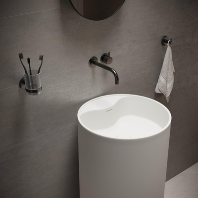 Ideavit Solidroll Lavabo sur pied 45x45x90cm rond 0 trous de robinet 1 vasque Solid surface blanc