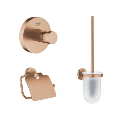 Grohe Start toiletset - toiletborstelhouder - handdoekhaak - toiletrolhouder - brushed warm sunset (koper)