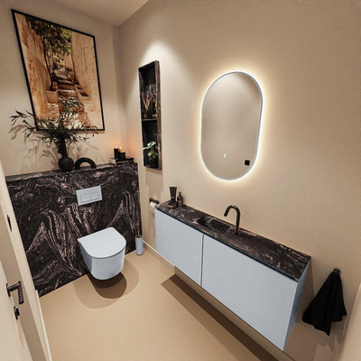 MONDIAZ TURE-DLUX meuble WC 120 cm Clay. Lavabo EDEN Lava position centrale. Avec 1 trou de robinet.