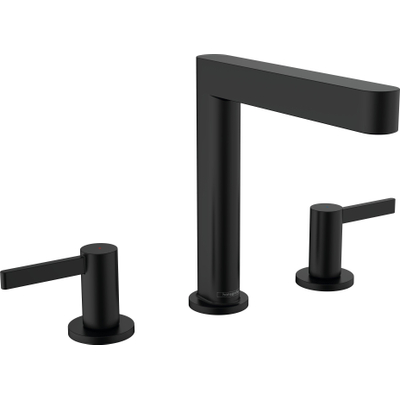 Hansgrohe Finoris wastafelkraan - model 160 - opbouw - 3-gats - met trekwaste - mat zwart