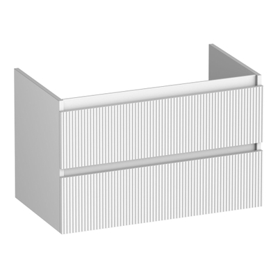 BRAUER Joy Wavy meuble sous-lavabo 80 2 tiroirs softclose - sans poignées - 1 découpe pour siphon - blanc mat