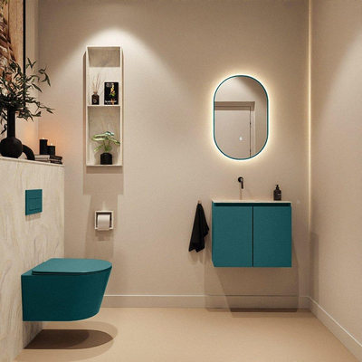 MONDIAZ TURE-DLUX Meuble WC 60 cm Smag. EDEN lavabo Ostra position gauche. Sans trou de robinet.