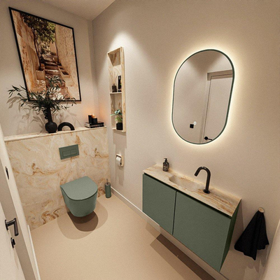 MONDIAZ TURE-DLUX 80cm toiletmeubel Army. EDEN wastafel Frappe positie midden. Met 1 kraangat.