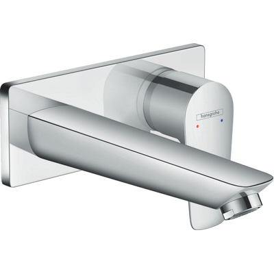 Hansgrohe Talis e Eengreeps wastafelmengkraan - afbouwdeel - voor wandmontage plaat - voorsprong 225 mm en PushOpen - afvoerplug - geborsteld brons