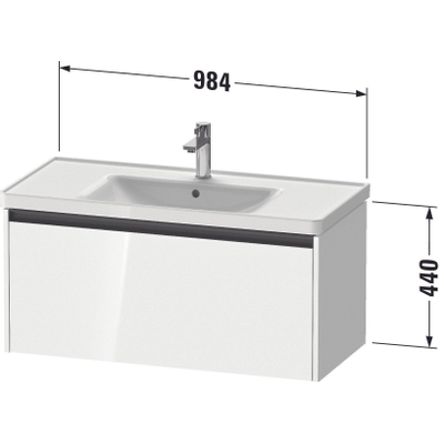 Duravit Ketho 2 meuble sous-lavabo avec 1 tiroir 98.4x45.5x44cm avec poignée anthracite blanc mat