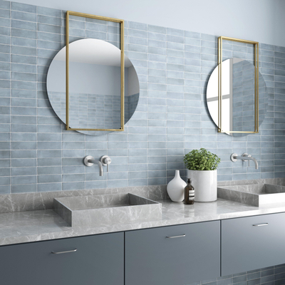 ÉCHANTILLON Terravito Ardeno Koko pour carreau mural et de sol - 150x50cm - 8mm - Bleu clair