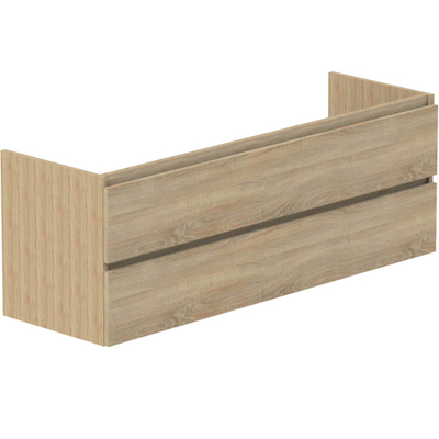 Thebalux onderkast t.b.v. 2x afvoer / 2x kom, Beat 45, 2x lade opliggend, 2x hout greeplijst in kleur meubel