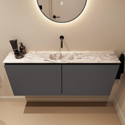 MONDIAZ TURE-DLUX 120cm toiletmeubel Dark Grey. EDEN wastafel Glace positie midden. Zonder kraangat.