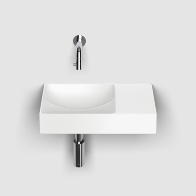 Clou Vale lavabos céramique lave-mains 38x19x7cm sans trou de robinet à droite Blanc mat