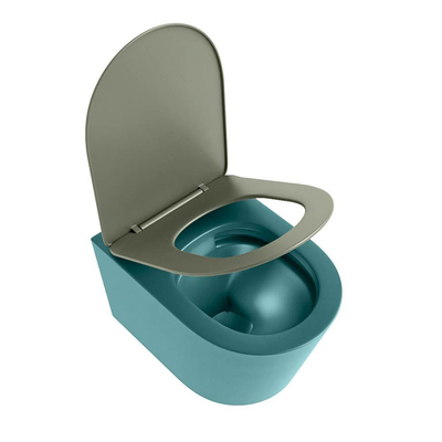 Mondiaz LAVIE hangtoilet – spoelrandloos – 36 x 53 cm – met softclose zitting – Smag (groen), zitting Army (groen)
