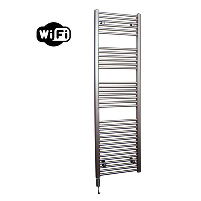Sanicare HVW Elektrische Radiator - 172x60cm - 1127W - wifi - thermostaat - zwart - linksonder - inox look (zilver)