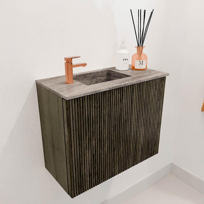 Mondiaz JOYA-DLUX 50cm toiletmeubel - kleur Shadow - Wastafel FAYE positie Links 1 kraangat kleur Oza.