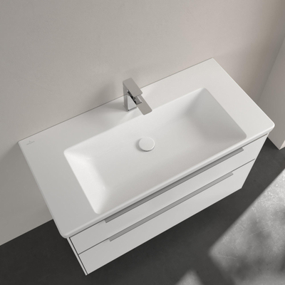 Villeroy & boch subway 3.0 lavabo de meuble 100x47x16,5cm rectangle 1 trou pour robinet sans trou de trop-plein pierre blanche mate céramique+