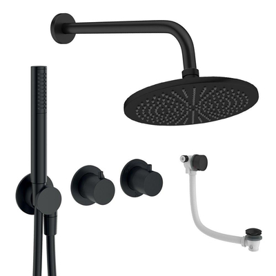 Crosswater MPRO Module inbouw regendoucheset – Ø30 cm hoofddouche – 30 cm gebogen wandarm – 2 hendels – zwart mat