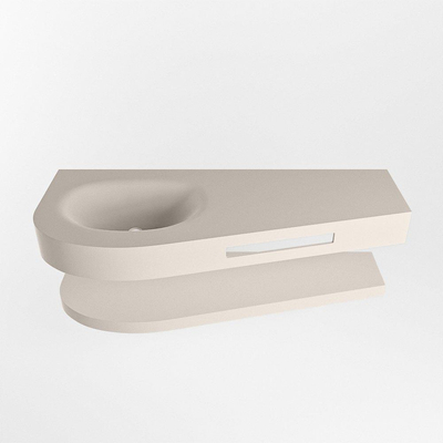 MONDIAZ RIVA Ensemble de meuble salle de bain - 120x50x5.8cm - 0 tiroirs - Lin mat - 0 trous de robinet - lavabo à gauche - solid surface lin