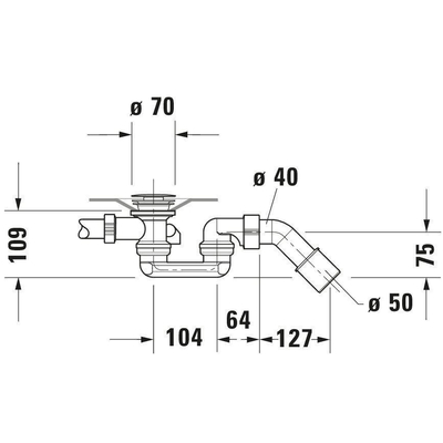Duravit D-code Badafvoer en overloopcombinatie + waste - voor bad - 170cm - met middenafvoer - verchroomd chroom