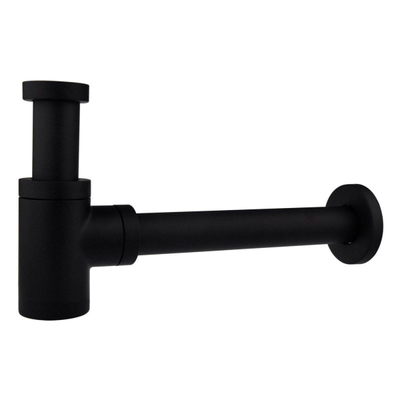 Fortifura Calvi Ensemble robinet pour lave-mains - robinet de lave-mains sur plage - haut - bonde always open - siphon design - Noir mat