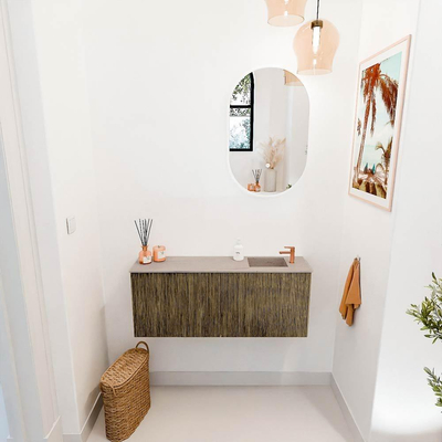 Mondiaz JOYA-DLUX 100cm toiletmeubel - kleur Dusk - Wastafel FAYE positie Rechts 1 kraangat kleur Saba.