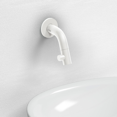 Clou Kaldur robinet de lavabo 2x6.8cm bec court montage murale blanc mat
