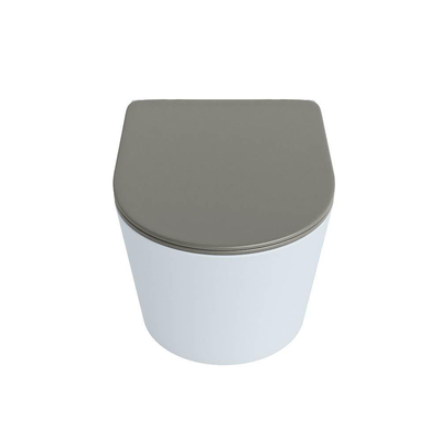 Mondiaz LAVIE WC suspendu – sans bride – 36 x 53 cm – avec abattant softclose – Clay (bleu clair/gris), abattant Smoke (brun clair)