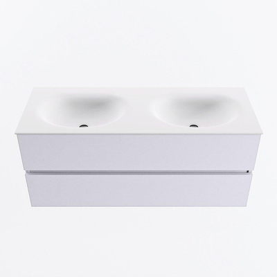 Mondiaz VICA Ensemble meuble de salle de bains - 120cm - calcaire - 2 tiroirs - Lavabo MOON - double 2 trous de robinet - couleur talc - version XL 60cm de haut