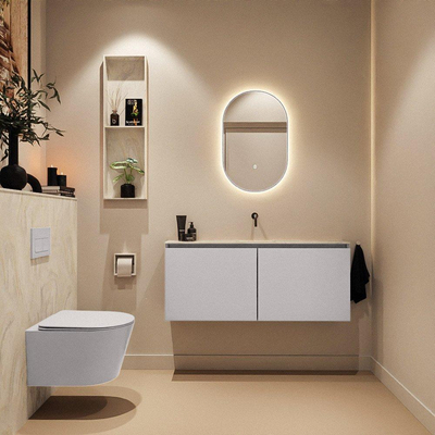 MONDIAZ TURE-DLUX Meuble toilette - 120cm - Cale - EDEN - vasque Ostra - position centrale - sans trou de robinet