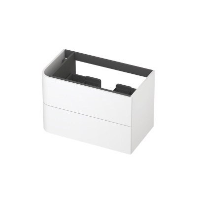 INK Concept R Meuble sous-lavabo - 80x45x52cm - 2 tiroirs - poignées rapportées - angle arrondi à gauche - MDF laqué - blanc mat