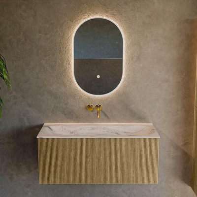 MONDIAZ KURVE-DLUX 100cm badmeubel kleur Dusk met 1 lade en 0 deuren. Wastafel BIG MEDIUM Midden zonder kraangat Nata.