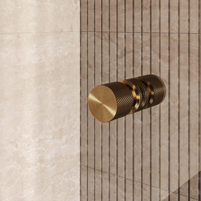 BRAUER Void Carving Nisdeur - 60x200cm - draaideur - glascoating - omkeerbaar - helder glas - geborsteld goud PVD