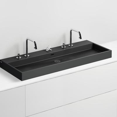 Clou Wash Me lavabo 110x42cm sans bonde Céramique Noir mat