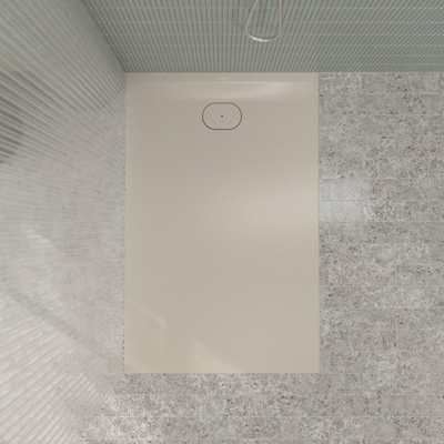 Villeroy & Boch Ecora douchebak - 140x90x3.5cm - afvoer korte zijde - almond (beige)