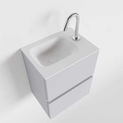 MONDIAZ ADA Toiletmeubel 40x30x50cm met 1 kraangaten 2 lades cale mat Wastafel Lex rechts Solid Surface Wit