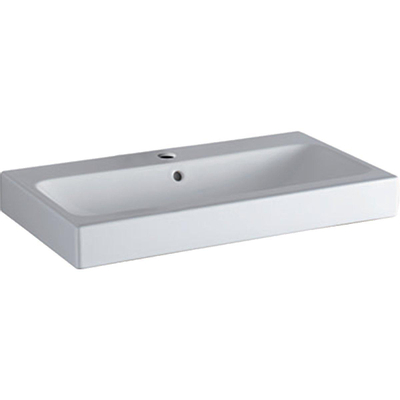 Geberit Icon wastafel 75x48.5x15.5cm 1 wasbak 1 kraangat Midden met overloopgat vuilafstotend Keramiek Wit glans SHOWROOMMODEL