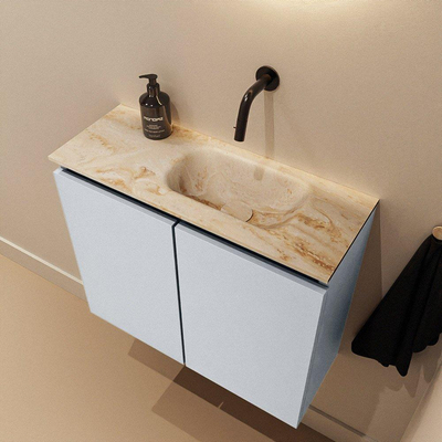 MONDIAZ TURE-DLUX Meuble de toilettes 60 cm Clay. EDEN lavabo Frappe position à droite. Sans trou de robinet.