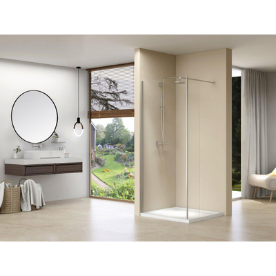 Van Rijn Products ST01 Paroi fixe - 100x200cm - verre clair - épaisseur 8mm - avec partie perpendiculaire - gauche et droite