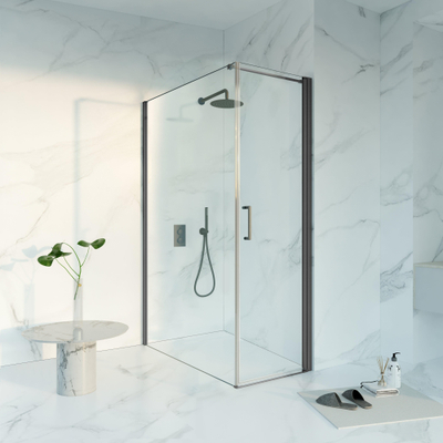 Fortifura Galeria Douchecabine - 60x140x200 - Profiel veiligheidsglas - antikalk - PVD - geborsteld gunmetal (antraciet)