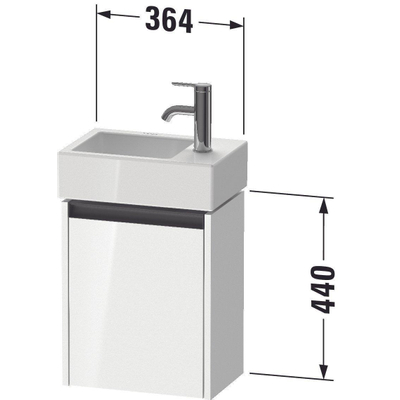 Duravit Ketho 2 wastafelonderbouwkast met 1 deur 36.4x23.8x44cm rechts, met greep antraciet betongrijs mat