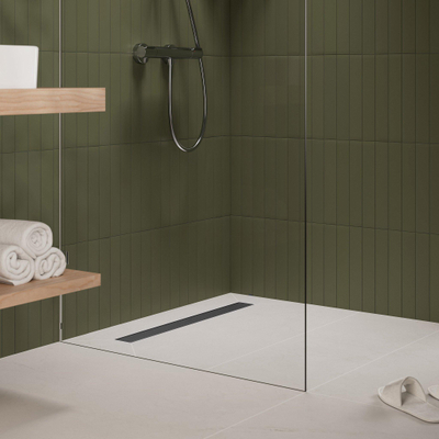 Hansgrohe RainDrain Go Caniveau de douche - 120cm - installation standard/à ras - carrelable - brushed stainless steel