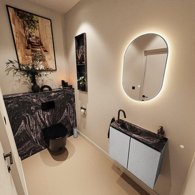 MONDIAZ TURE-DLUX 60cm toiletmeubel Plata. EDEN wastafel Lava positie links. Met 1 kraangat.